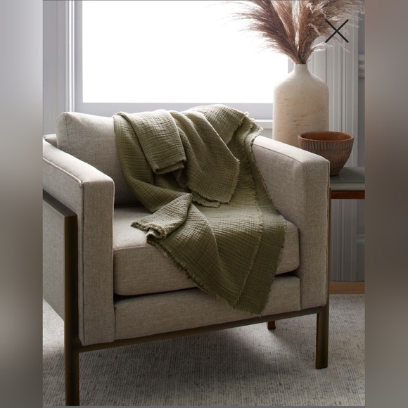 Quince Other - Set Of 2! Quince Organic Cotton Airy Gauze Olive Throws! Size 50" X 60" (104)